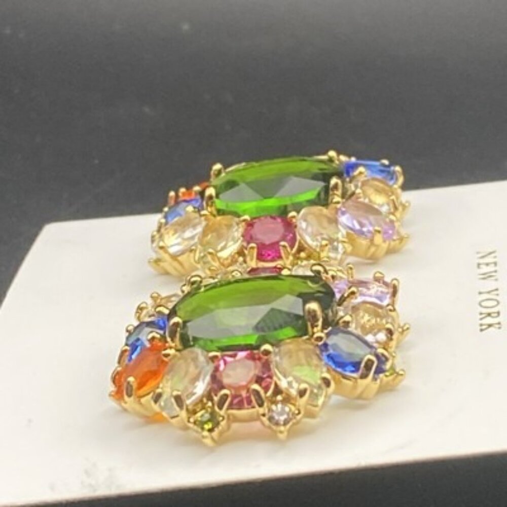 Kate Spade Candy Shop Cluster Studs Crystal Multicolor Facet Party Gold Tone 1" - Picture 3 of 7